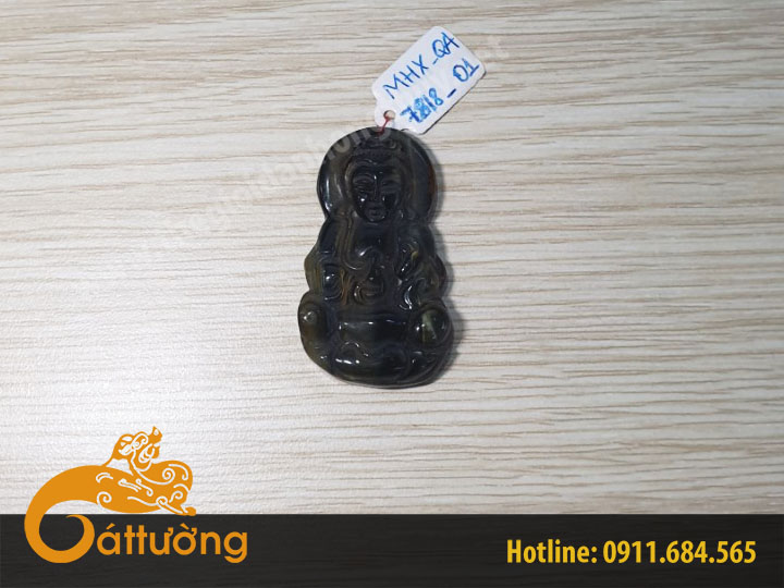 Tôn Tượng Quan Âm Đá Mắt Hổ Xanh MHX_QA 7818_01